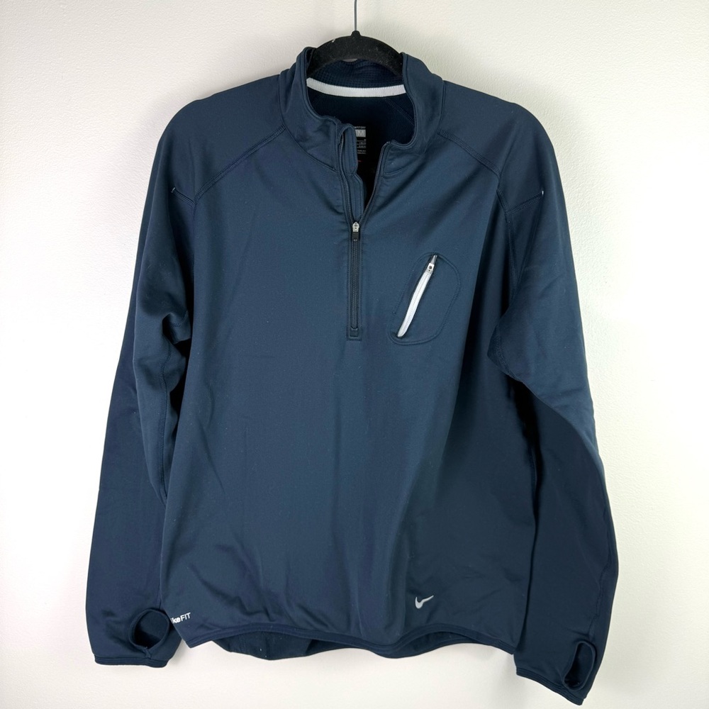 Nike Dri-FIT Half Zip Pullover Mens Medium Navy Blue Athletic Running Jacket